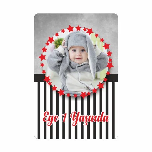 Siyah Beyaz Temalı Doğum Günü Magneti